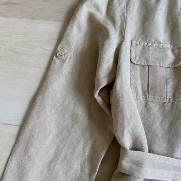 Calvin Klein Linen Trench Jacket Size Large - Picture 4 of 5